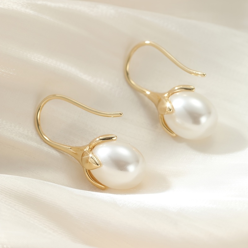 Women's Korean Style Shiny Golden Flower Hook Earrings